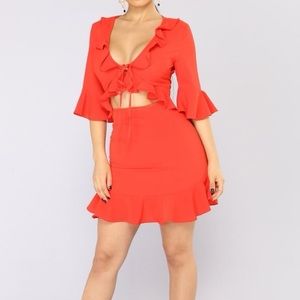 Red cut out mini dress fashion nova size small